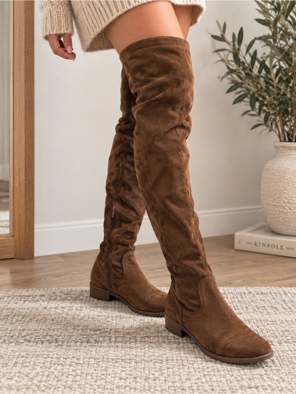 Worthington Brown Suede Over the Knee Boots Size 6 Memory Foam